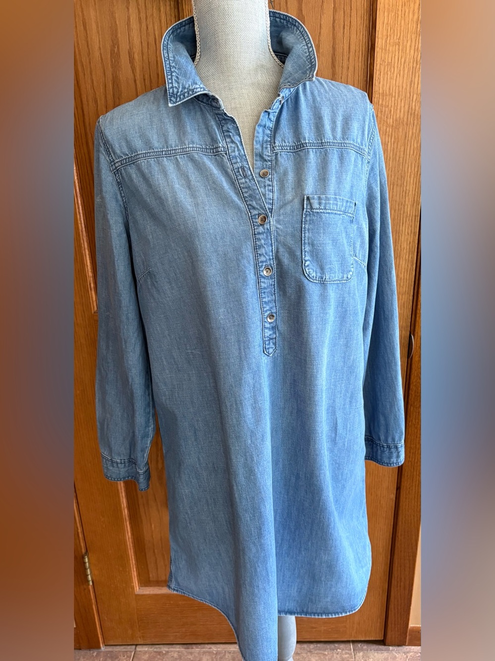 GAP Chambray Blue Vintage 2014 Popover Jean  Shirt Dress Size Large